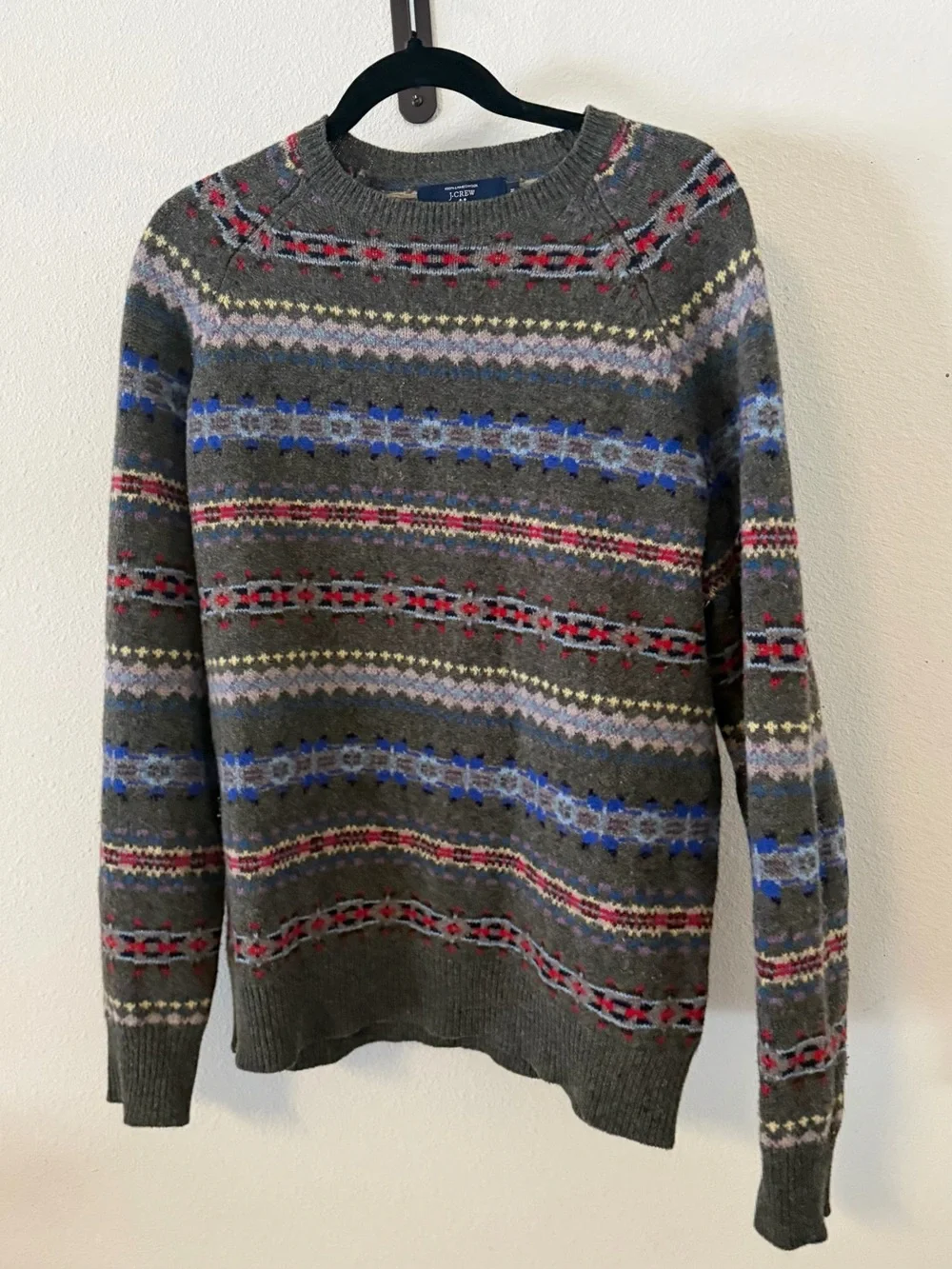 J Crew 100% Lambswool Fair Isle Sweater